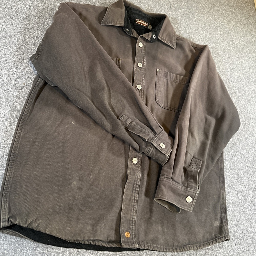 Jesse James L Brown Canvas Work Shirt Jacket Fleece Lined Chore Work Coat